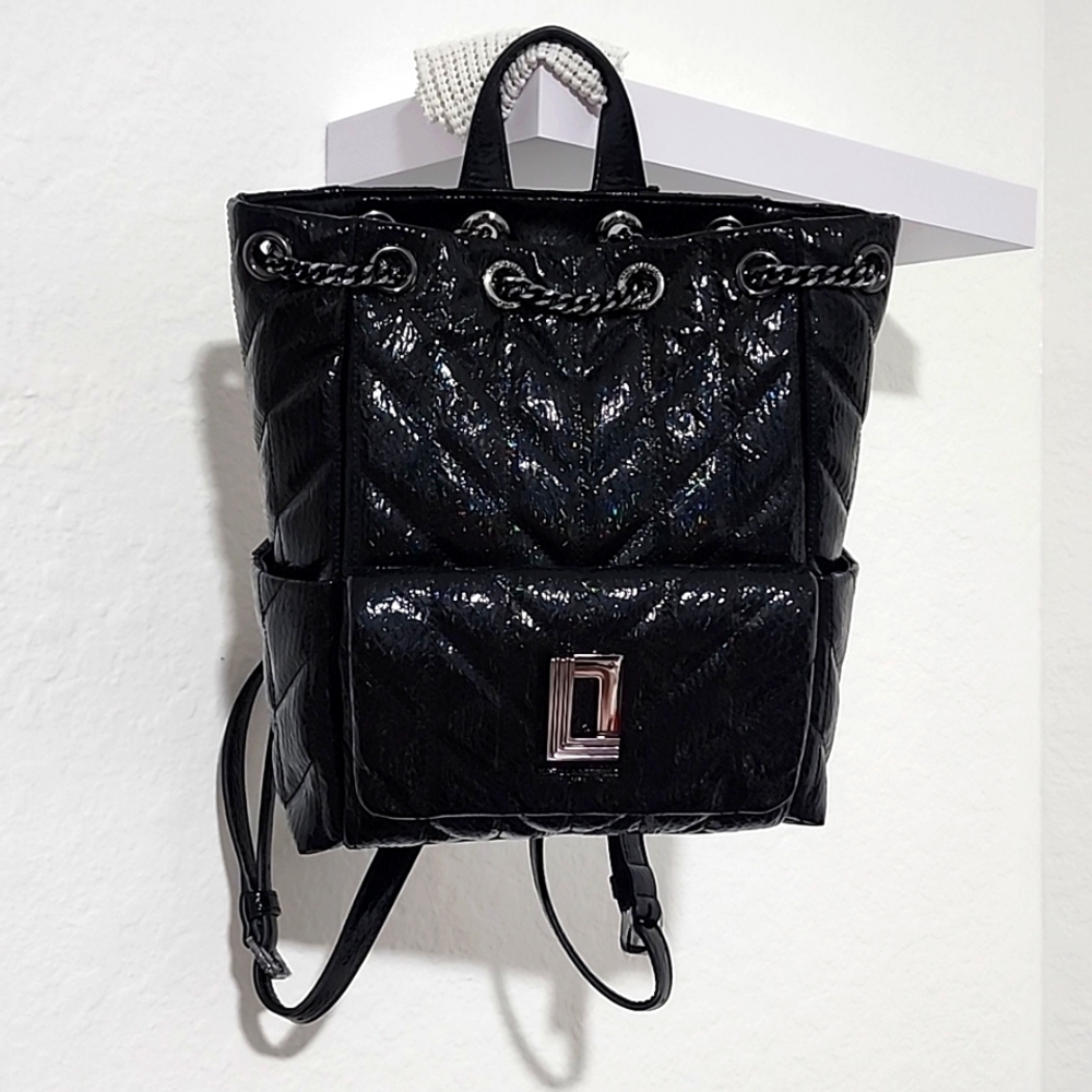 KARL LAGERFELD PARIS Women's Black NWT Lafayette Quilted Backpack.
